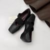 One pedal French retro square head shallow mouth single shoes evening shoes ballet shoes with skirt Mary Jane shoes