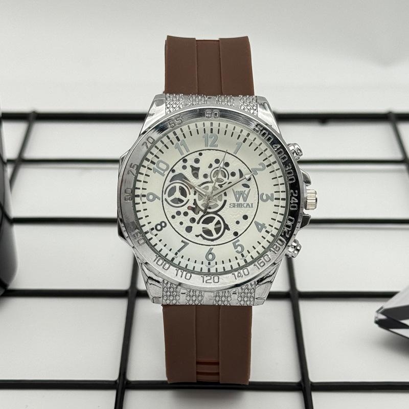 JYL Men's Watch Student Fake Three-eye Hollow Silicone Strap