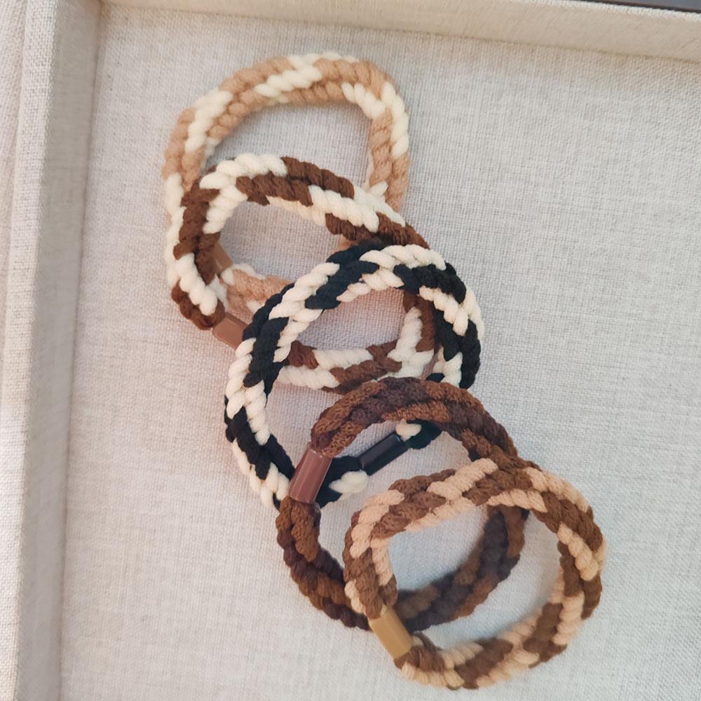 

5 шт. Европейские и американские кремовые плетеные резинки для волос высокой эластичности для женщин, девочек, держатель для хвостика, кольца для волос, веревочные аксессуары