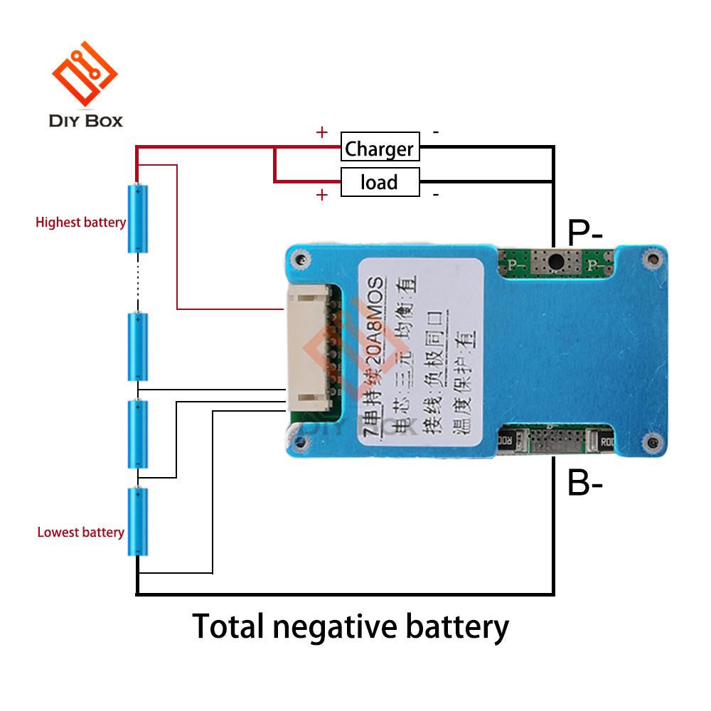 BMS 7S 24V 15A 20A 25A Li-ion Lmo Ternary Lithium 18650 Battery Charge Protection Board Balance And NTC Temperature Protect