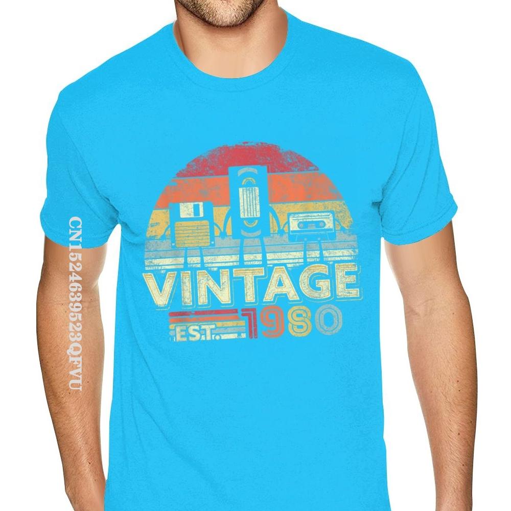 1980 Shirt Vintage 40th Birthday Gift Mens Tshirt Funny Music Tech Wholesale T-Shirt Men Plus Size Mens Plain Shirts