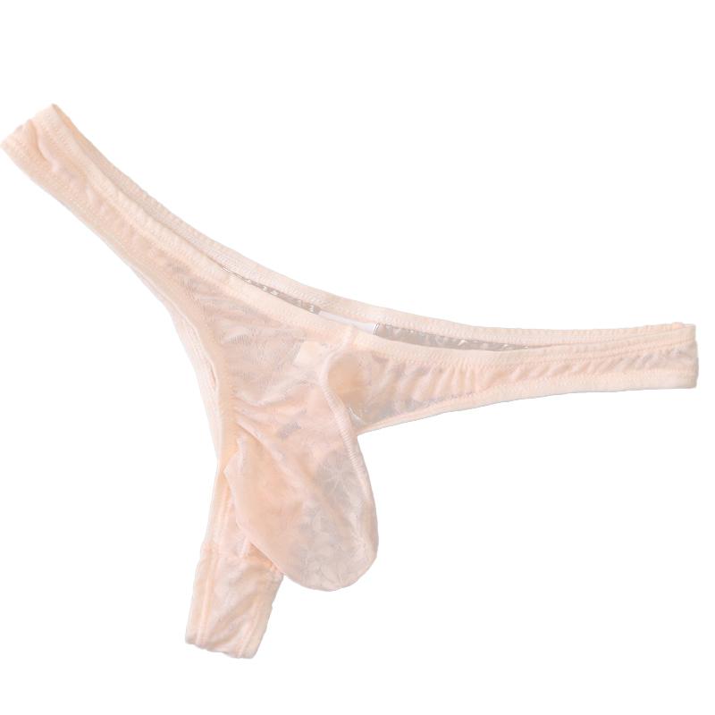 1Pc Thong Panties Nylon Briefs Sheer Bulge Pouch Underwear Ice Silk Sexy G-string Men's