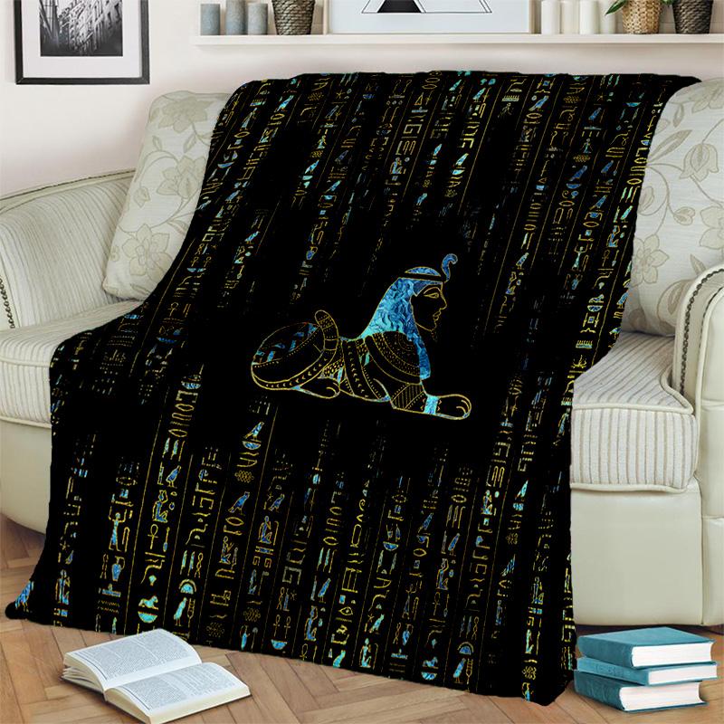 3D Egyptian Pharaoh Hieroglyphics Symbol Blanket,Soft Throw Blanket for Home Bedroom Bed Sofa Picnic Travel Office Cover Blanket
