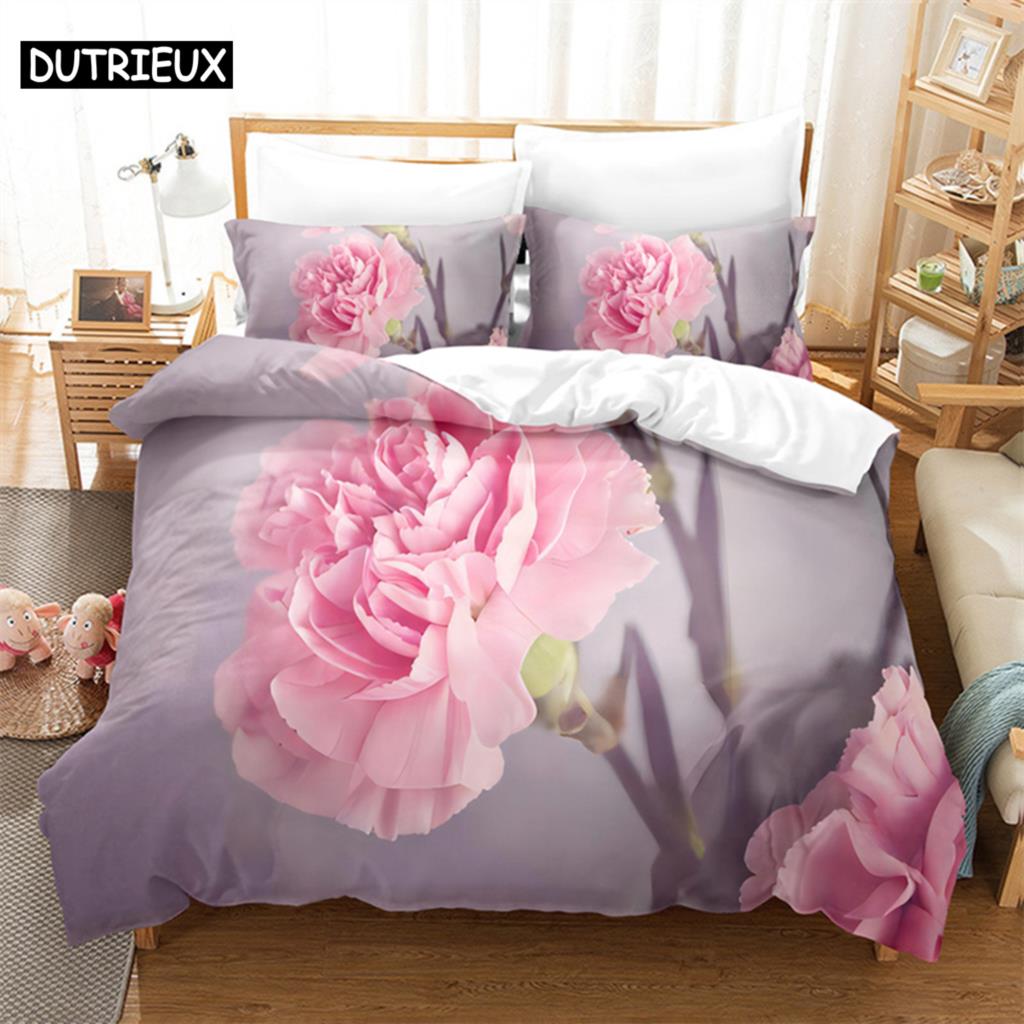 Rosenrosa Verliebte Queen Bettwäsche-Set Bettbezug Kinderzimmer Bett-Set Deckenbezug-Set King-Size Bettbezug-Set Bettwäsche-Sets
