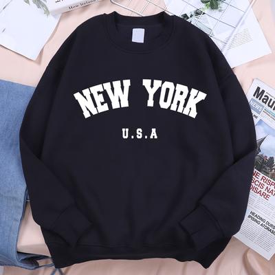 Nova York EUA Estampa de Letra Streetwear Homem Solto Roupas de Fitness Moda Moletom de Alta Qualidade Pulôver de Lã Novo Moletom Feminino