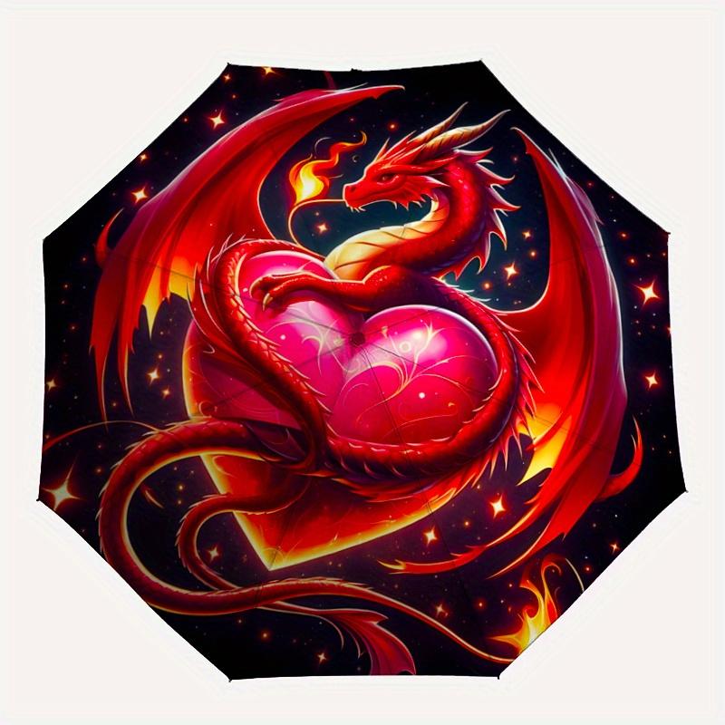 1pc Dragon Embracing a Heart Automatic Opening and Closing Folding - A Good Choice for Gifts, Fashionable and Convenient Umbrella With Cute Carto