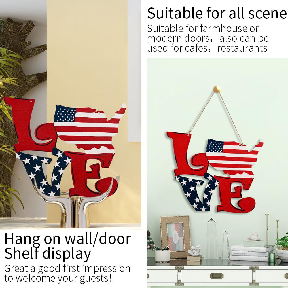 Charming American Independence Day Wooden Love Hanging Decor For Home And Hotel Display