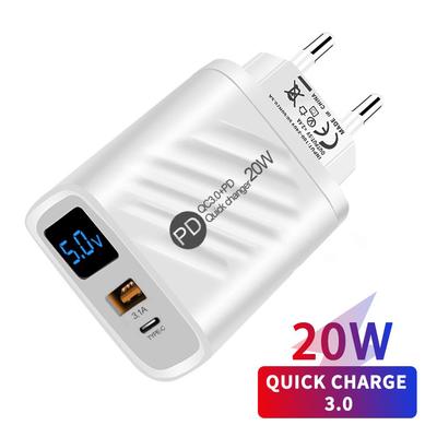 Caricatore USB PD 20W ricarica rapida tipo C adattatore di ricarica per telefono con display digitale per iPhone Samsung Xiaomi Huawei caricatore da muro USB C