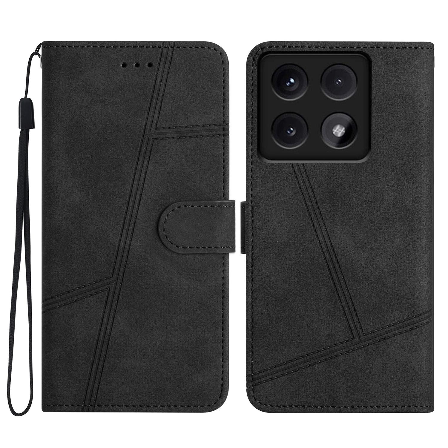 

Для Xiaomi 14T чехол-книжка кожа ретро телефон чехол линии отпечатаны D