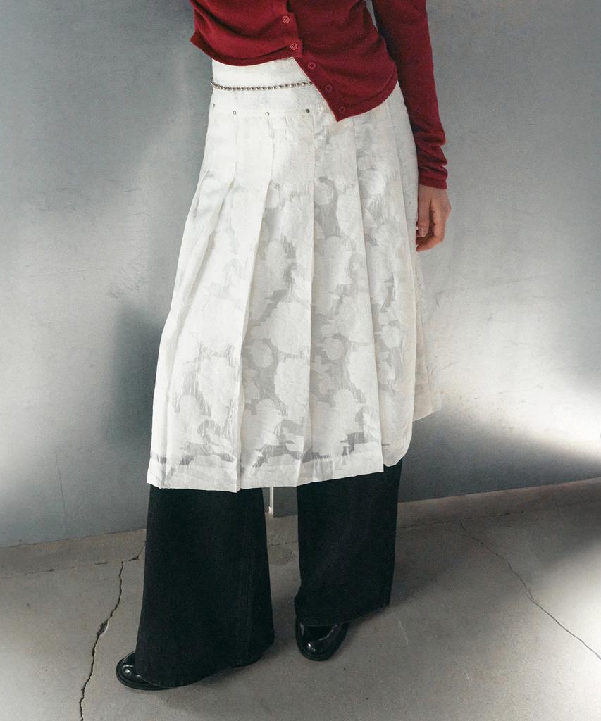 Lora Lora Sheer Pleats Skirt Ivory