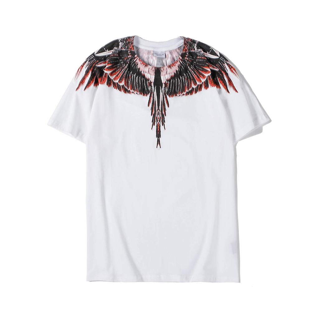 Marcelo Classic Phantom Wings Short Sleeve T-Shirt with Colorful Feathers and Lightning Design