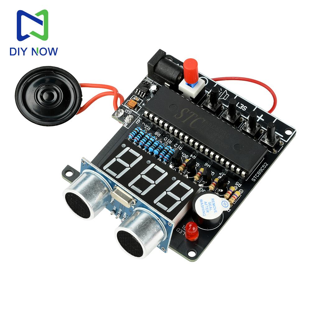 HC-SR04 Ultrasonic Rangefinder Electronic DIY Kit LED Digital Display Voice Broadcast DC 4.5-5.5V 51 Microcontroller Rangefinder