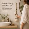 Decorative Beaded Towel Hanger With Wooden Ring Practical Design, Portable For Bathroom Kitchen