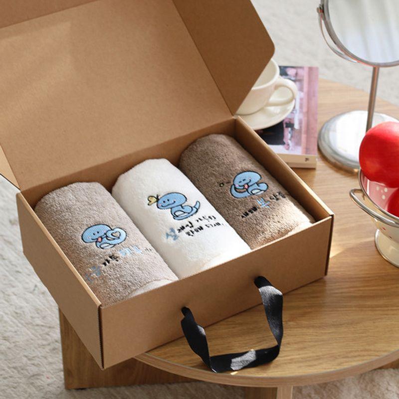 Songwol Towel Snake Embroidery 150g Cotton Towel 3 Sheets Kraft