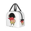 Crayon Insulated Lunch Bag with Clasp Bento Cooler Bag with Soft Cooler Bag Shin-chan Closure, Black, Box, Insulated, Zipper, Compact, Bag, Tote/Eco