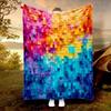 Colorful Square Pattern Flannel Blanket - for Beds, Sofas, Offices, Travel, Decor, Chairs, and As a Holiday Gift for Friends