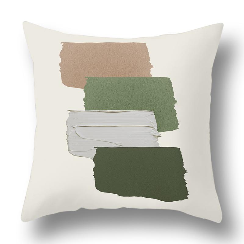 Nordic Abstract Green Geometric Pillowcase Flower Print Home Petal Velvet Pillow Cushion Cover