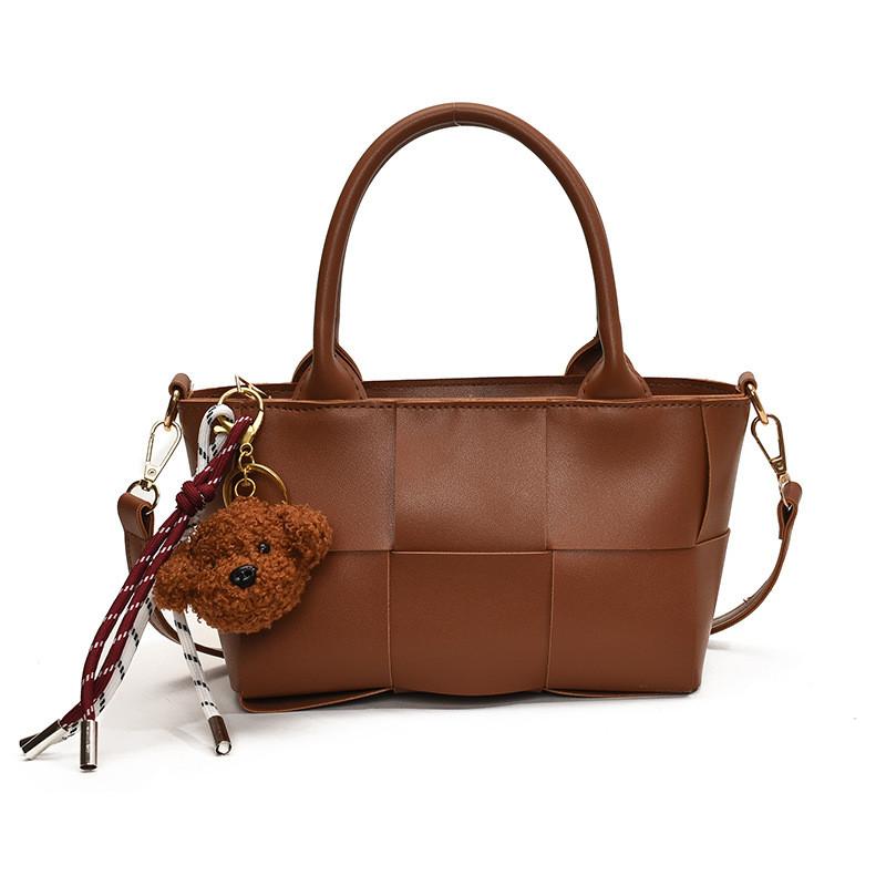 IELGY Woven Style Portable Bucket Bag Simple Commuter Messenger Bag
