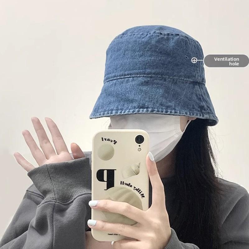 Cowboy Denim Bucket Hat For Women Summer Sun Protection Lightweight Cotton