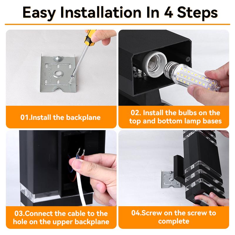 COOINJOY Replace E27 Bulb Led Wall Light Outdoor IP65 Waterproof Porch Light Indoor Wall Lamp Decoration For Hallway Bedroom