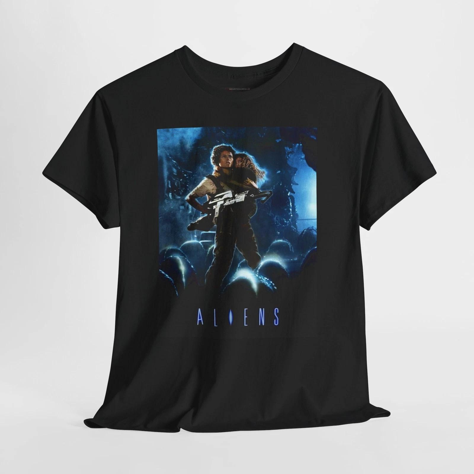 Aliens 1986 Retro Movie Poster Horror Unisex Graphic T-Shirt S