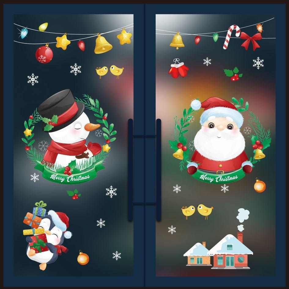 New Pvc Christmas Static Cling Window Decor Featuring Festive Santa Claus Design