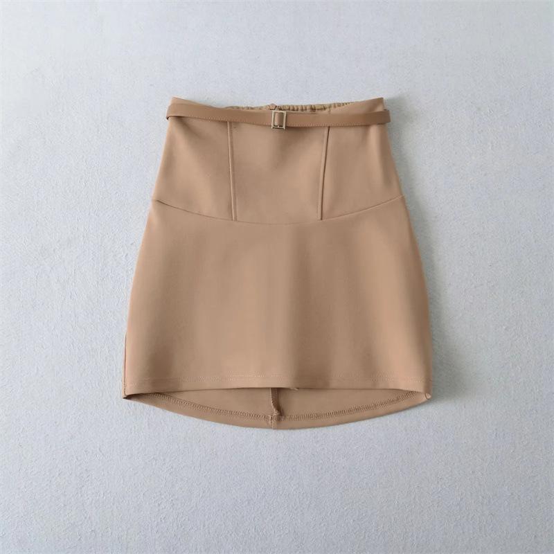 Korean High Waist Pencil Skirt – Autumn Slimming Hip-hugging Style with Belt