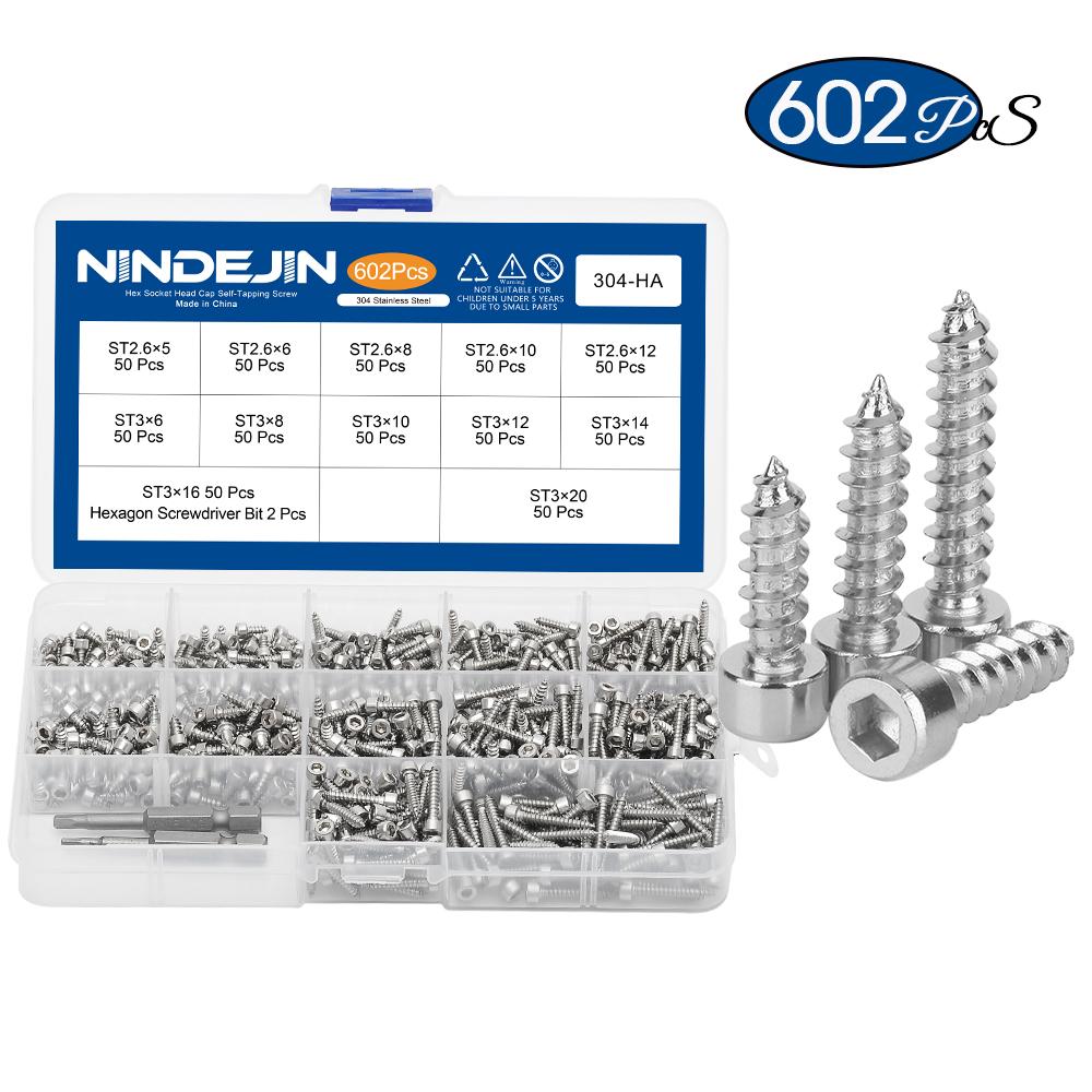 372pcs m2.6 m3 m3.5 m4 hex socket cap head self tapping screw set stainless steel hexagon socket tapping screw assorted kit