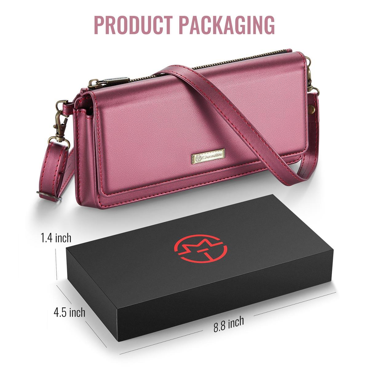 

Щетка с защитой от кражи Многофункциональный кошелек на молнии из искусственной кожи для мобильного телефона с 2 веревками для iPhone Samsung Xiaomi Huawei Google Универсальный размер с отделениями для карт (4.0-6.7) inch розовый