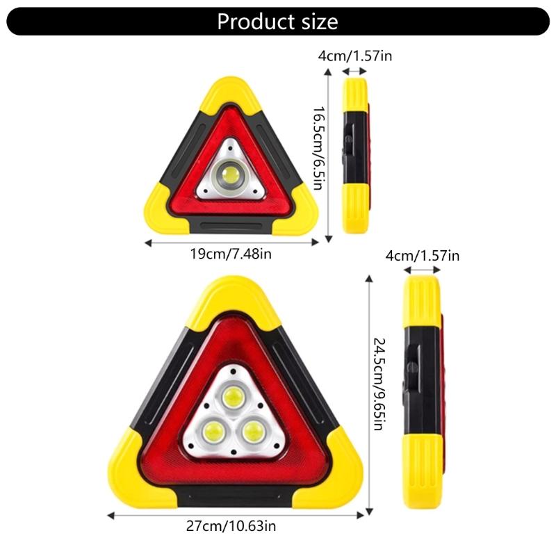 Collapsible Emergency Light Up Triangular Signal Hazard Indicator For Vehicle Safety In Night And Bad Weather Conditions