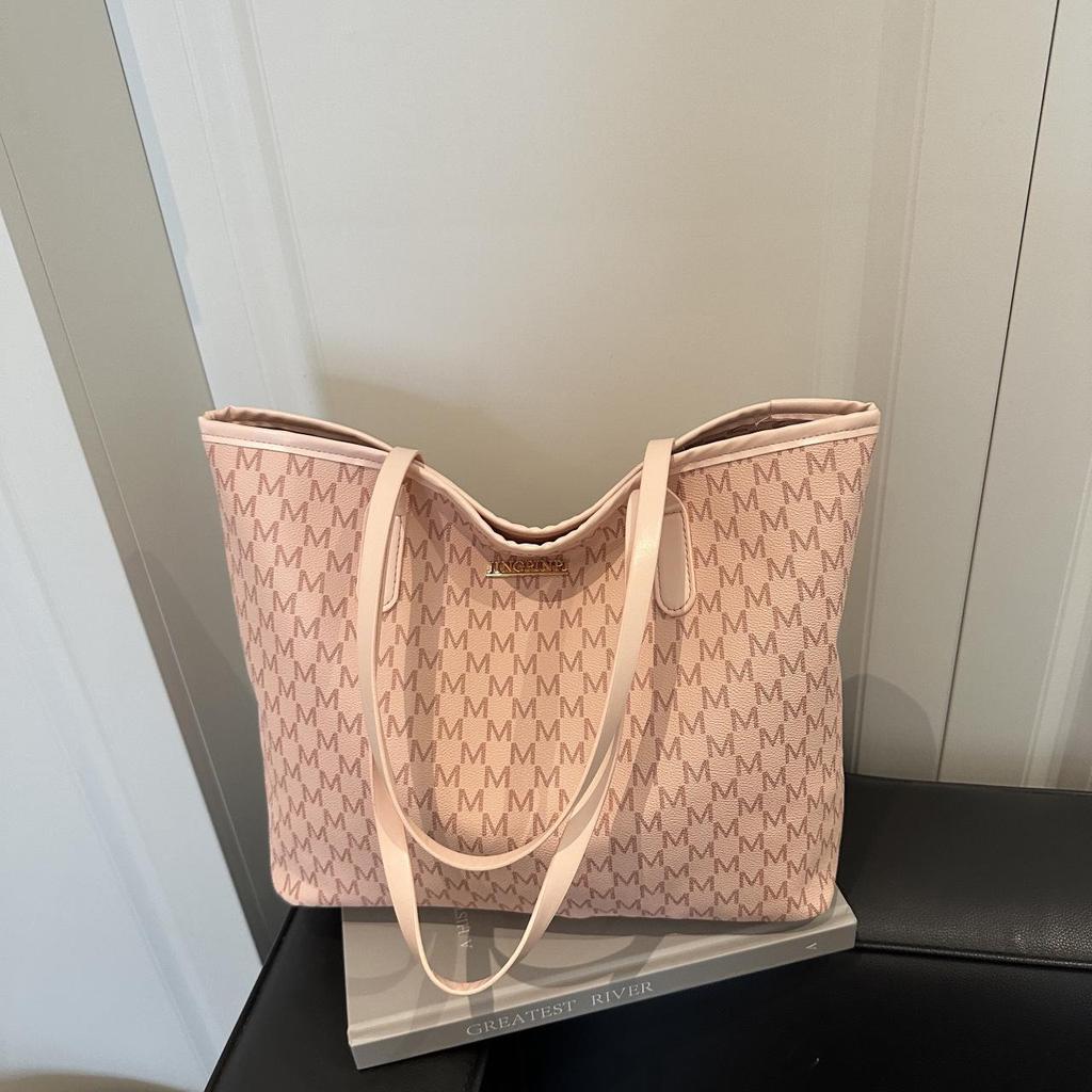 2025 Summer Women's French Tote: Large Capacity Solid Color Shoulder Handbag with Letter Design
