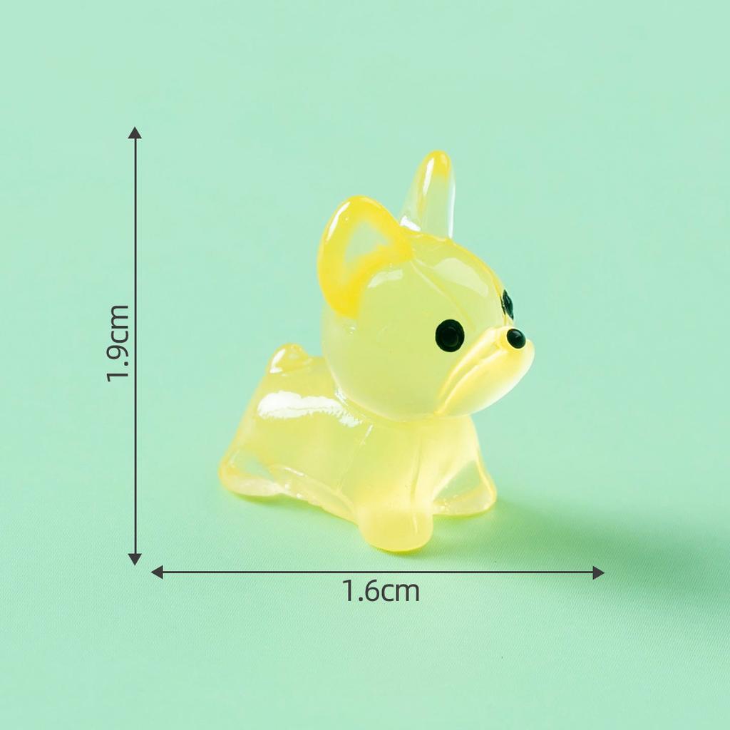 5Pcs Luminous Glitter Mini Resin Cute Bulldog Glow-in-the-Dark Tiny Dogs for DIY Crafts Cake Bead Decor Material Accessories