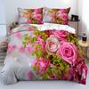 3D Digital Printing Three-Piece Set, Spring Flower Series Rose Quilt Set, Bedding Three-Piece Set
