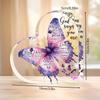 Inspirational Christian Heart-Shaped Acrylic Plaque for Women - "God Says You Are" Religious Gift with Butterfly Design, Scripture Verses & Pink Acce