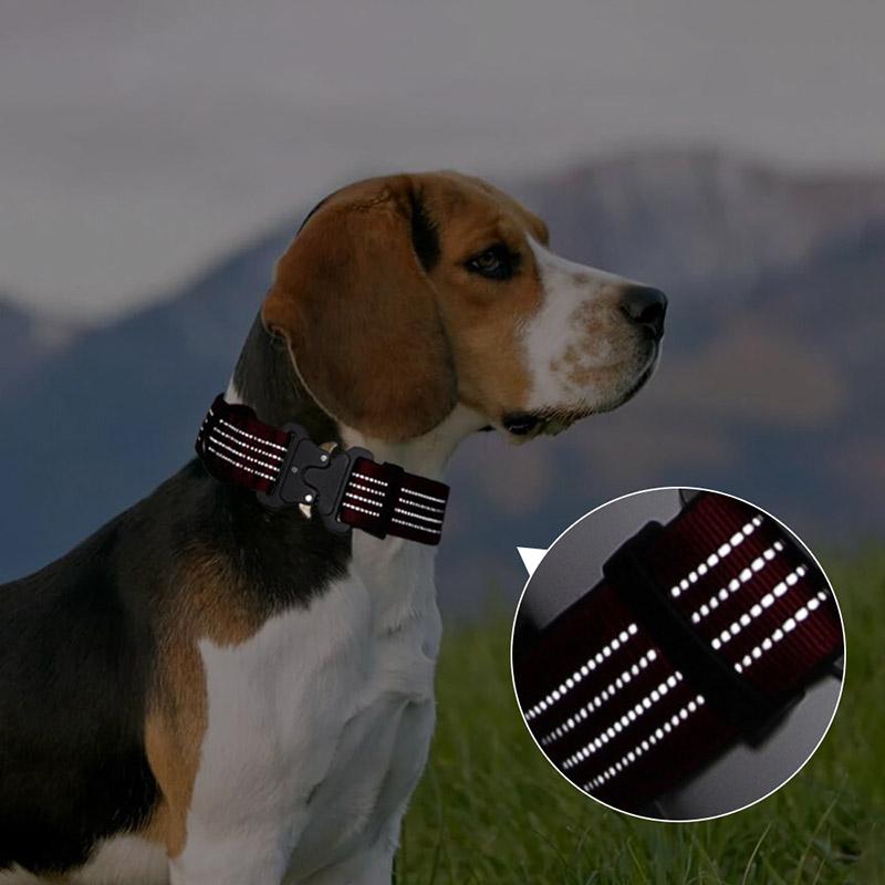 Heavy Duty Tactical Dog Collar with Quick Release Buckle Adjustable Reflective Pet Collar for Medium Large Dogs Outdoor Training