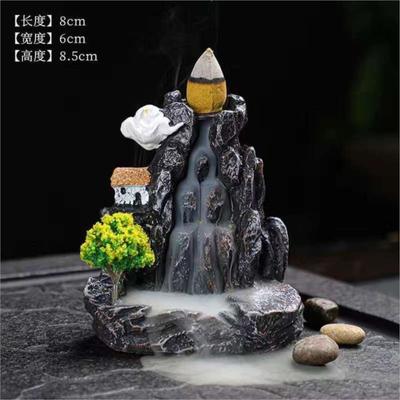 Queimador de Incenso Montanhas Rio Cachoeira Fragrância Lareira Refluxo Aroma Fumaça Zen Suporte Incensário Decoração para Casa