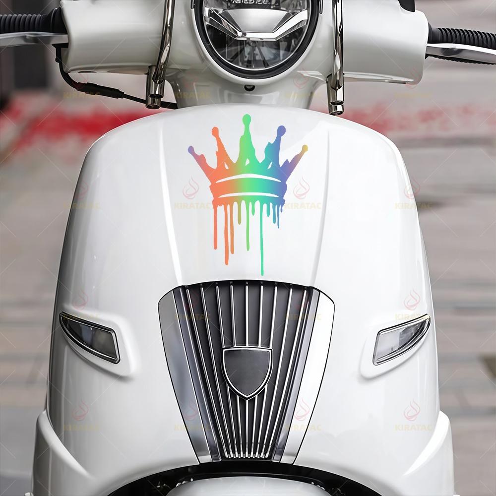 Wasserdichter Vinyl-Aufkleber, Rot-Weißes Tropfkrone Graffiti Decal, Dekoration für Motorradhelm Kraftstofftank Karosserie