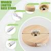 8cm Battery Operated Round Wooden WarmLight Dispaly Base Stand Holder able LED Night Lamp Base Crystal Glass Resin Art Ornaments