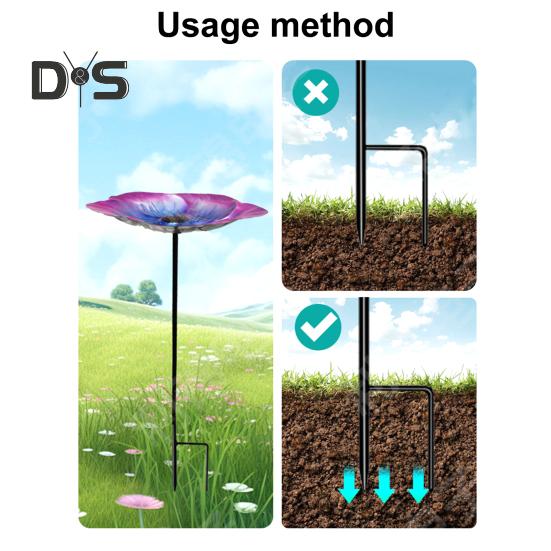 Vogelbad mit Metallpfahl, einfache Installation, wetterbeständig, höhenverstellbar, für den Außenbereich, Vogelfutterständer, Dekoration