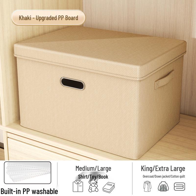 Faltbare Baumwoll-Leinen-Aufbewahrungsbox mit Deckel für Kleidung & Spielzeug