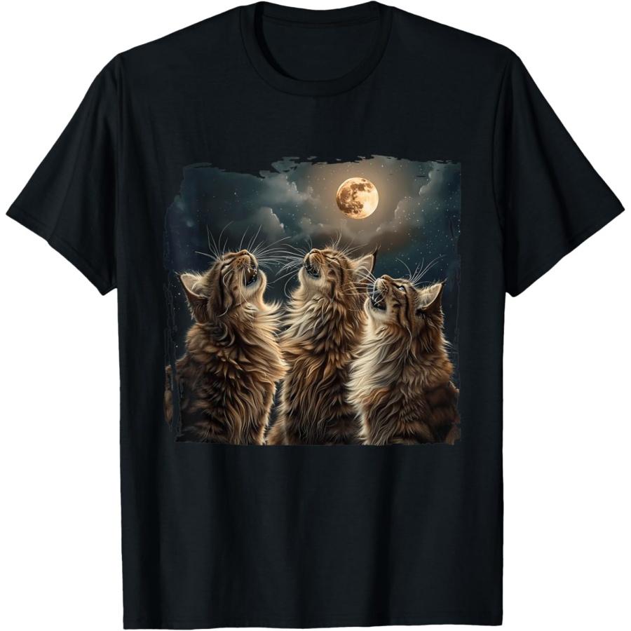 

Maine Coon Howl At Moon Cat Lover T-Shirt(1) XXXXXL чёрный