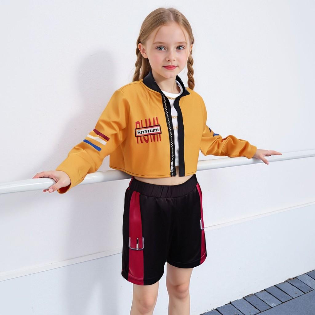 

Детский Девочки Аниме Мультфильм KPOP Певица Суперзвезда Руми Принт Длинный Рукав Молния Куртка Пальто Шорты Брюки Комплект Костюмы для Хэллоуина Косплей 160cm