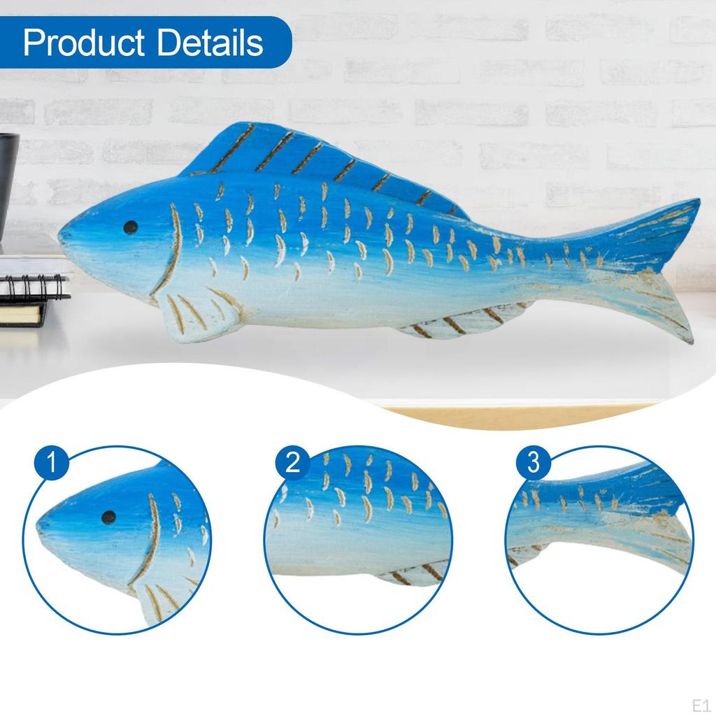 Fischstatue Holzfigur Geburtstagsgeschenk Skulptur Ornament für Wohnzimmer Café-Tisch