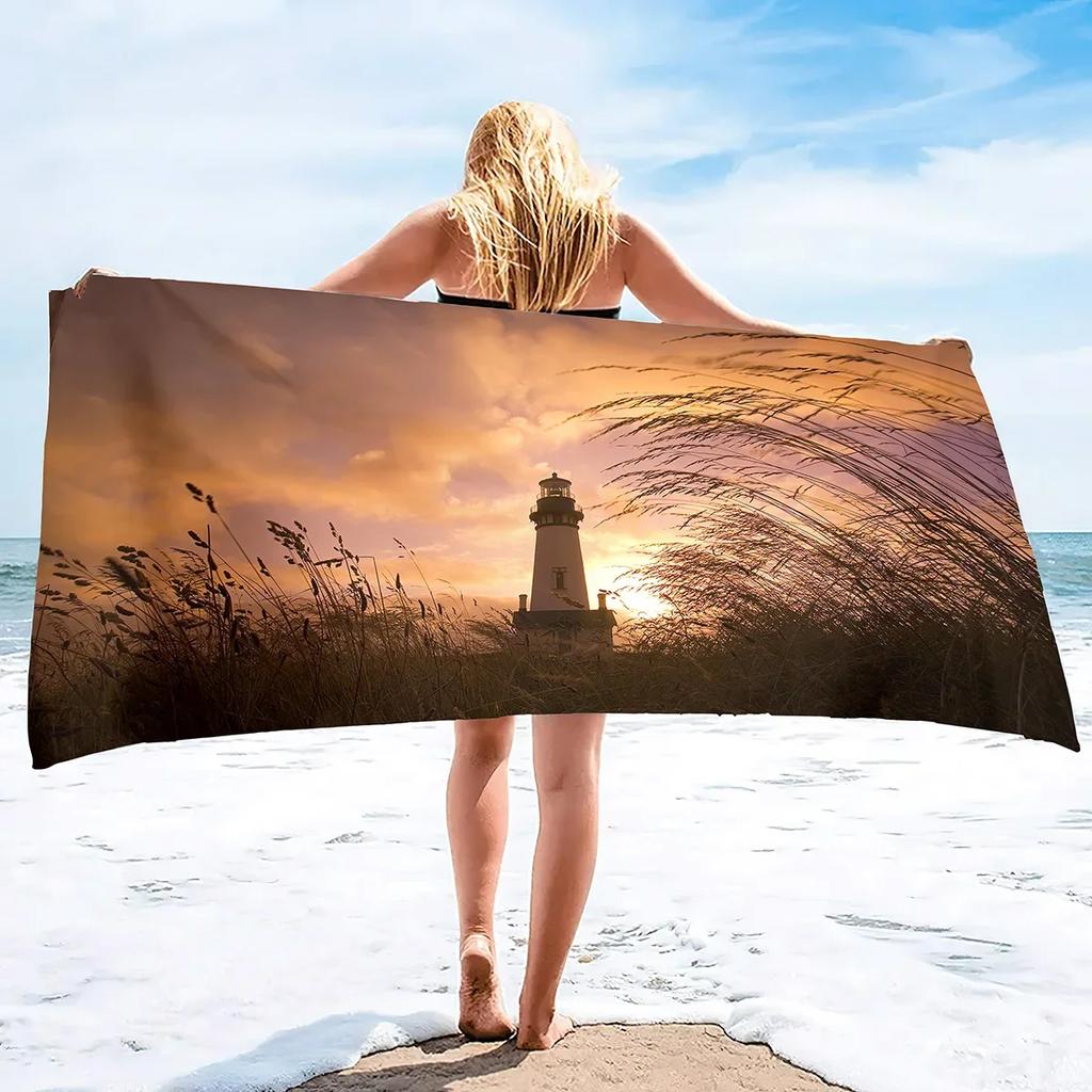 Leuchtturm Mikrofaser Pool Sandfest Strandtuch Decke Schnell Schnelltrocknend Sandfrei Proof Kompakt Outdoor Leichtgewichtige Handtücher