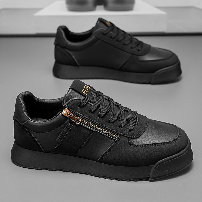 New Round Toe Men's Shoes Slip On Loafers Side Zipper Breathable Fashion Non Slip Outdoor Preppy Casual Festival Gifts Sneakers