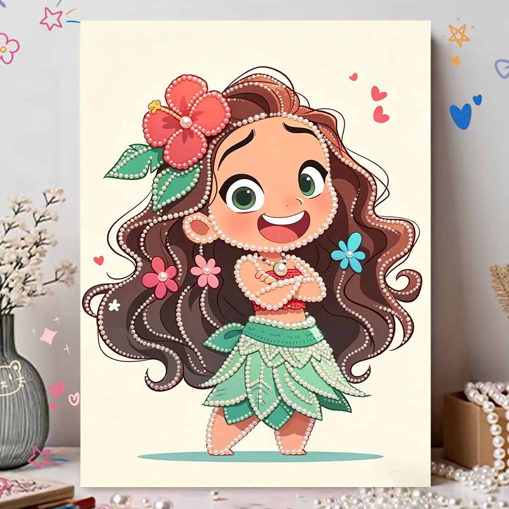 Disney Pearl Painting Moana's Childhood Handmade DIY Pearl Gem Painting Pictures Crafts Special Shape Home Wall Decoration
