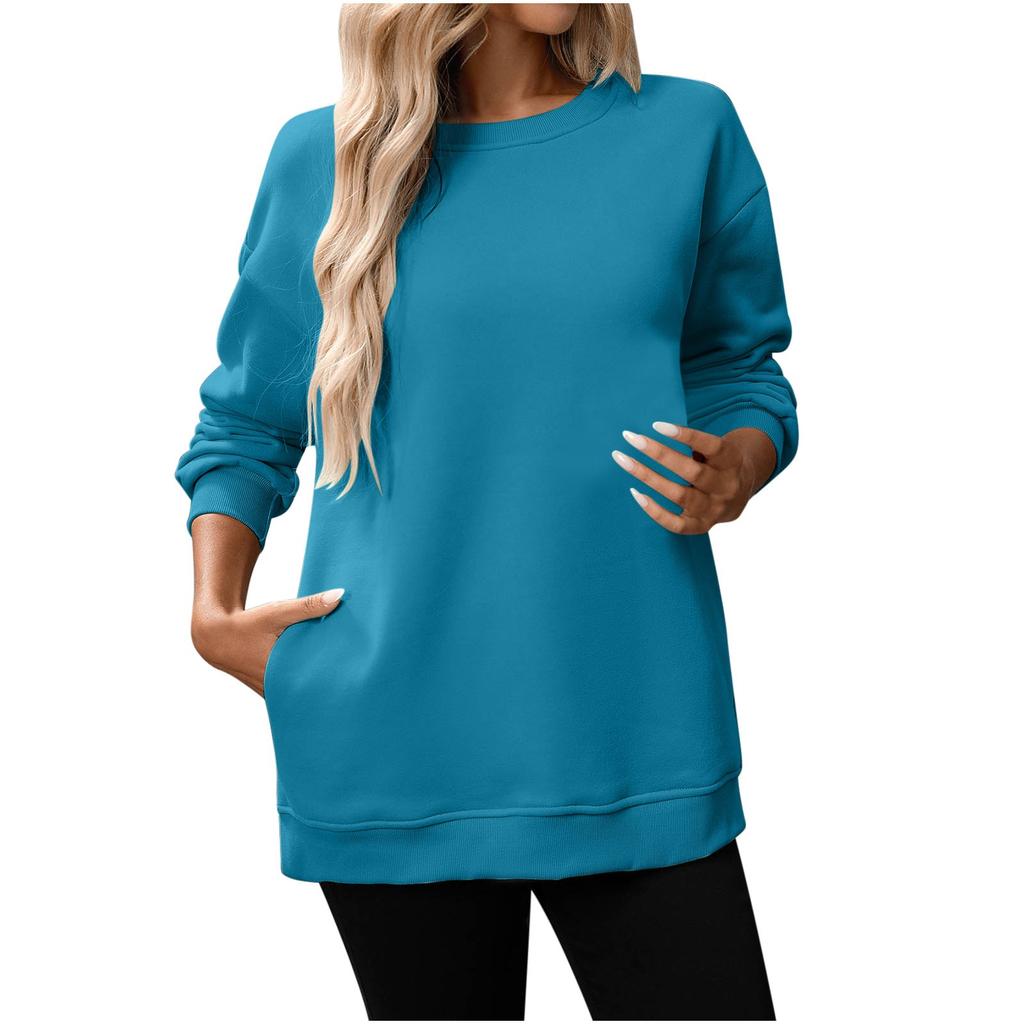 Women Winter Tops Women's Long Sleeve Sweatshirt Casual Crewneck Loose Fit Pollover Fleece Tops