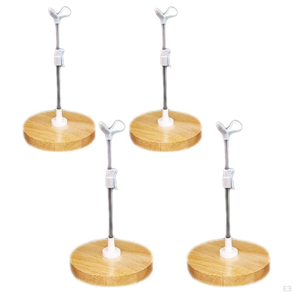 Adjustable Size Clip Doll Stand, Round Wooden Base, Support, Stable Display Stand