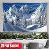 2D Scenic Mountain Tapestry, Alpine Snow Peak for Living Room