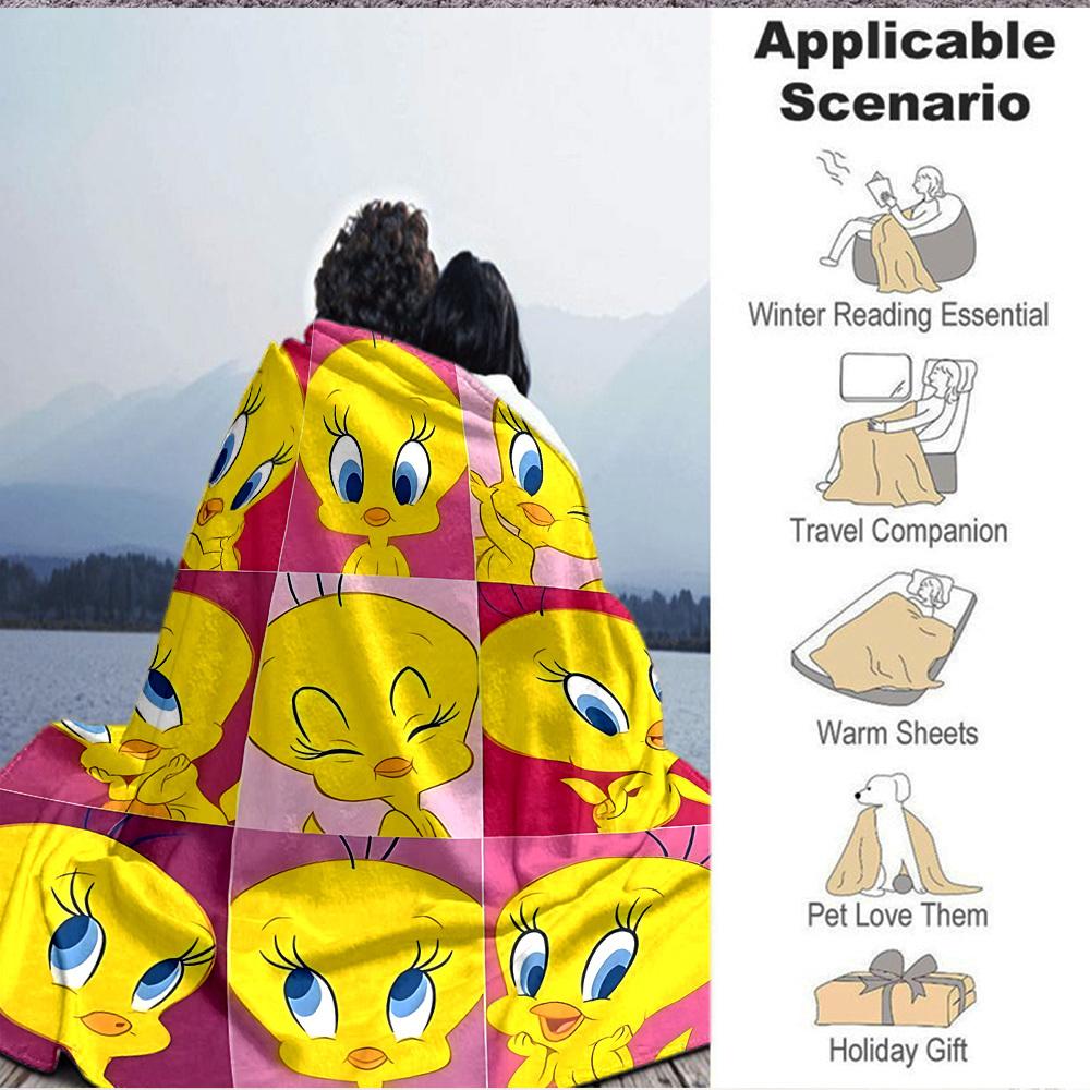 1 Stück Tweety Vogel Decke Leichte Flanell Überwurfdecke für Sofa, Bett, Reisen, Camping, Wohnzimmer, Büro, Couch, Stuhl und Bett